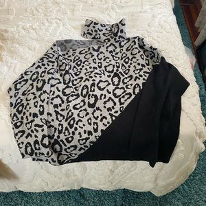 Cold Shoulder Leopard Print Sweater